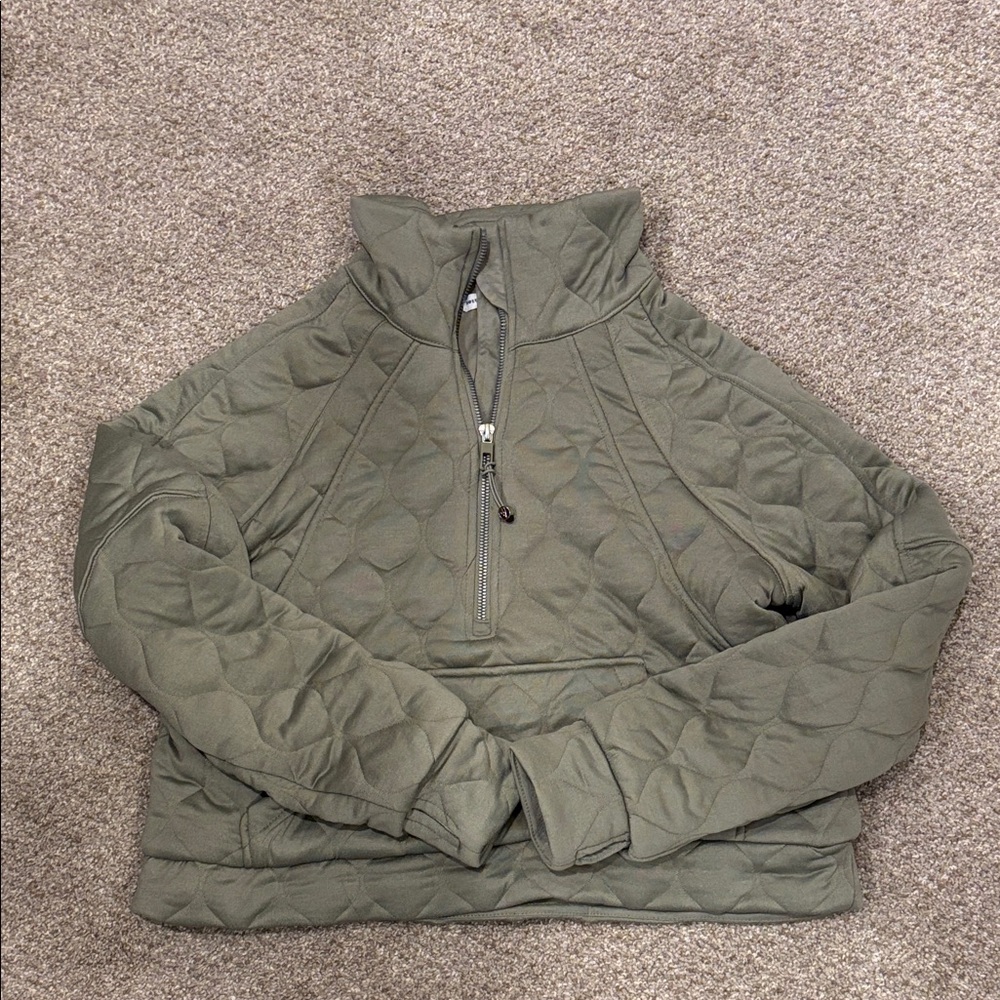 Olive Green Quilted Women's Puffer Jacket